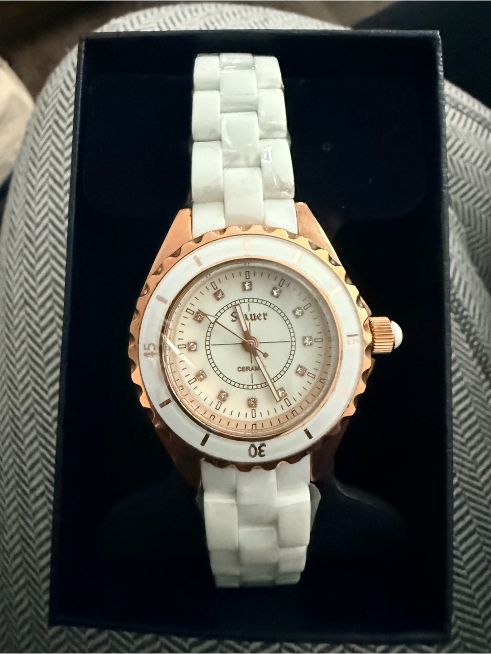 Stauer White Ceramic and Rose Gold Women's Watch
